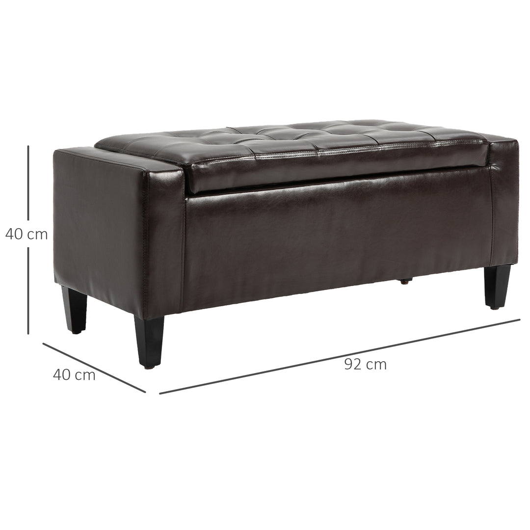 HOMCOM PU Leather Upholstered Lift-Top Tufted Ottoman Brown