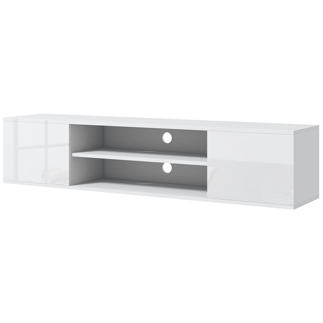 Floating TV Stand Cabinet for TVs up to 60", Wall Mounted TV Unit with Open Shelf, Storage Cupboards and Cable Management for Living Room, White