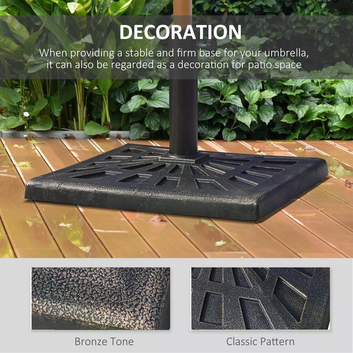 Parasol Base Durable Patterned Colophony Garden Patio Square Umbrella Stand Base Stand Bronze