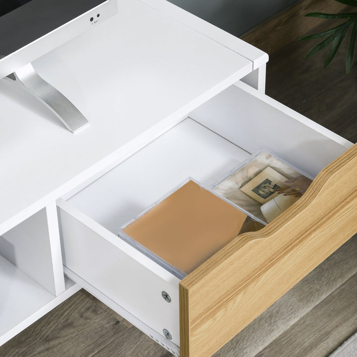 HOMCOM TV Stand Cabinet Unit for TVs up to 50 Inch with 2 Drawers and Storage Compartment Entertainment Console for Living Room