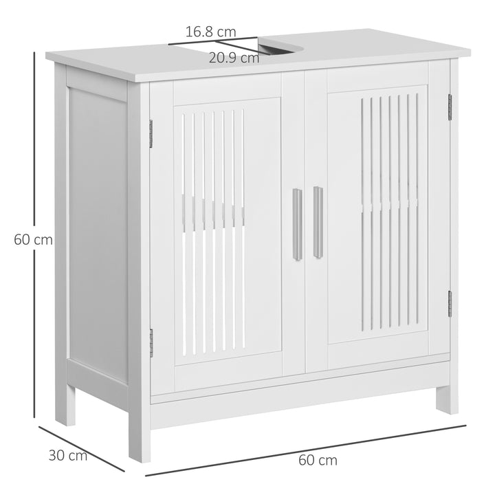 Modern Under Sink Cabinet with 2 Doors, Bathroom Vanity Unit, Pedestal Under Sink Design, Storage Cupboard with Adjustable Shelves, White