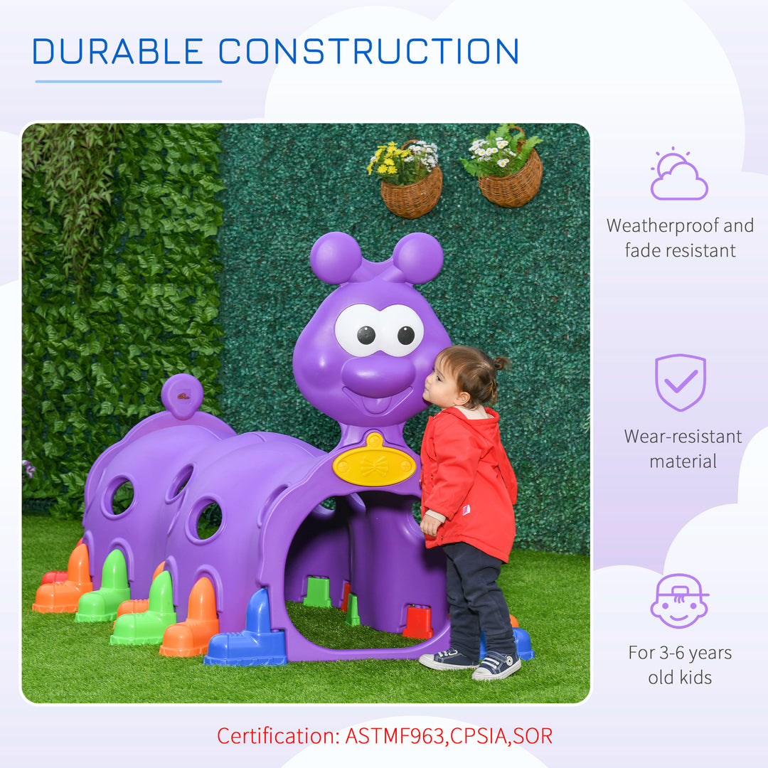 Play Tunnel for Kids Caterpillar Climbing Crawling Tunnel Equipment for 3-6 Years Old, Indoor Outdoor for Garden Playground, Purple