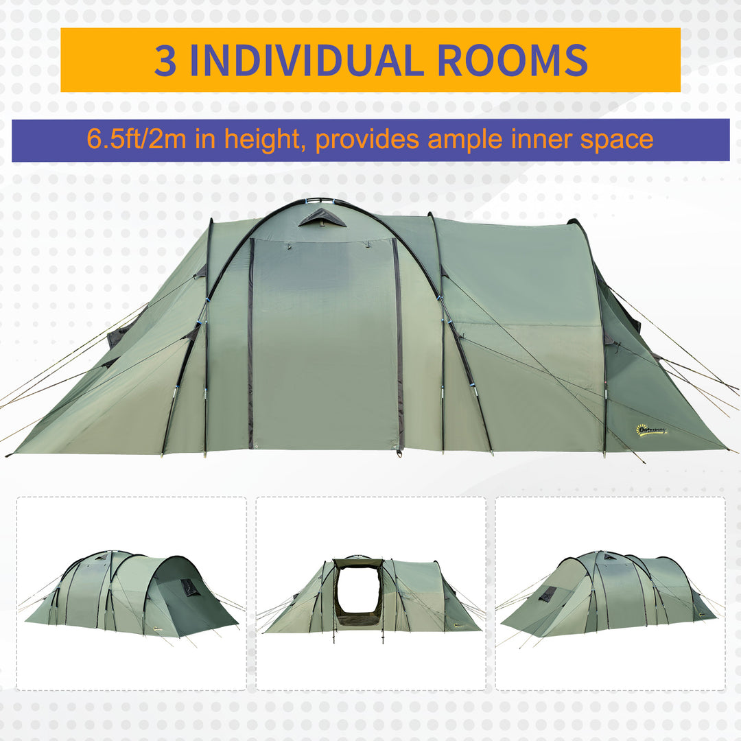 5 Man Camping Tent Camping Gazebo Garden Tent w/ Rainfly 3 Rooms Carry Bag