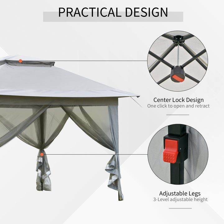 Foldable Pop-up Party Tent Instant Canopy Sun Shade Gazebo Shelter Steel Frame Oxford w/ Roller Bag, 3.6 x 3.6 x 2.9(m)