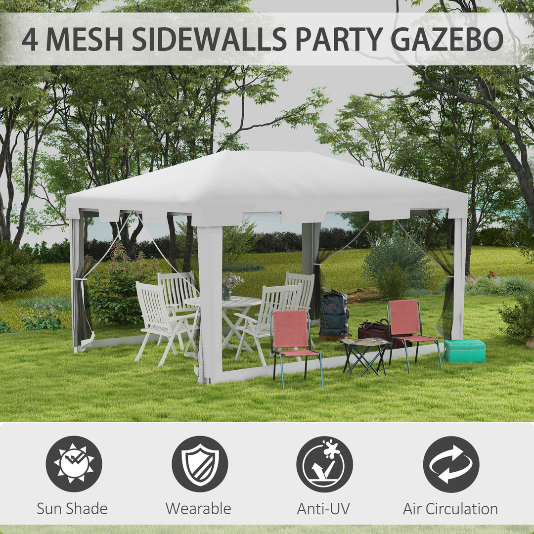 4x3 m Waterproof Gazebo W/Mesh Sides-White/Black