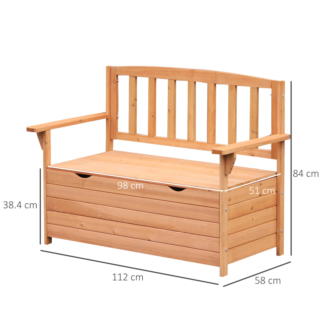 Outdoor Garden Storage Bench Patio Box All Weather Deck Fir Wood Solid Seating