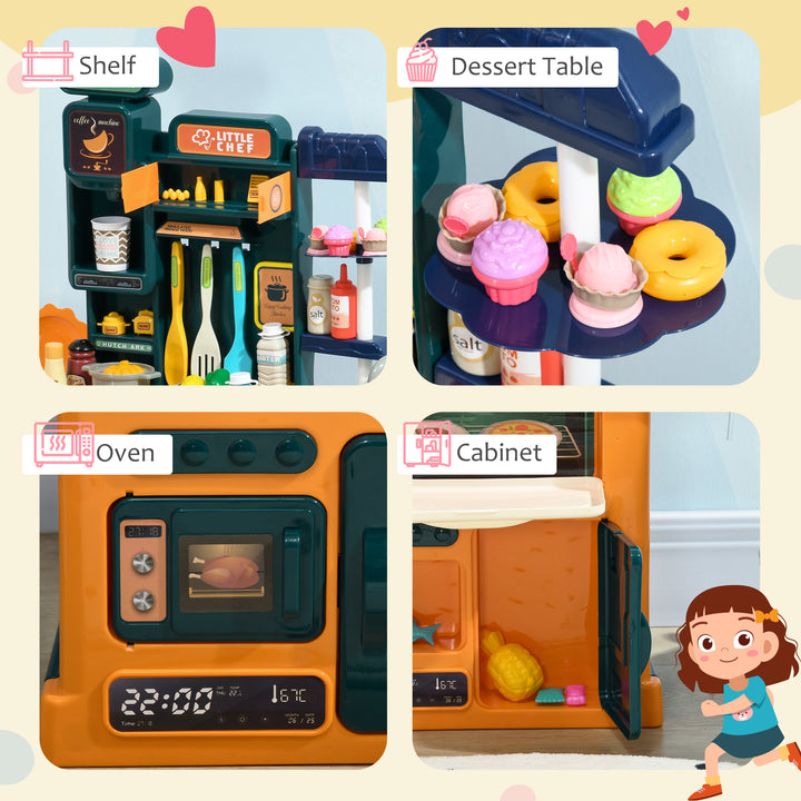 Toy Kitchen, 77 Pieces Kids Play Kitchen Role Playing Game with Sound and Light