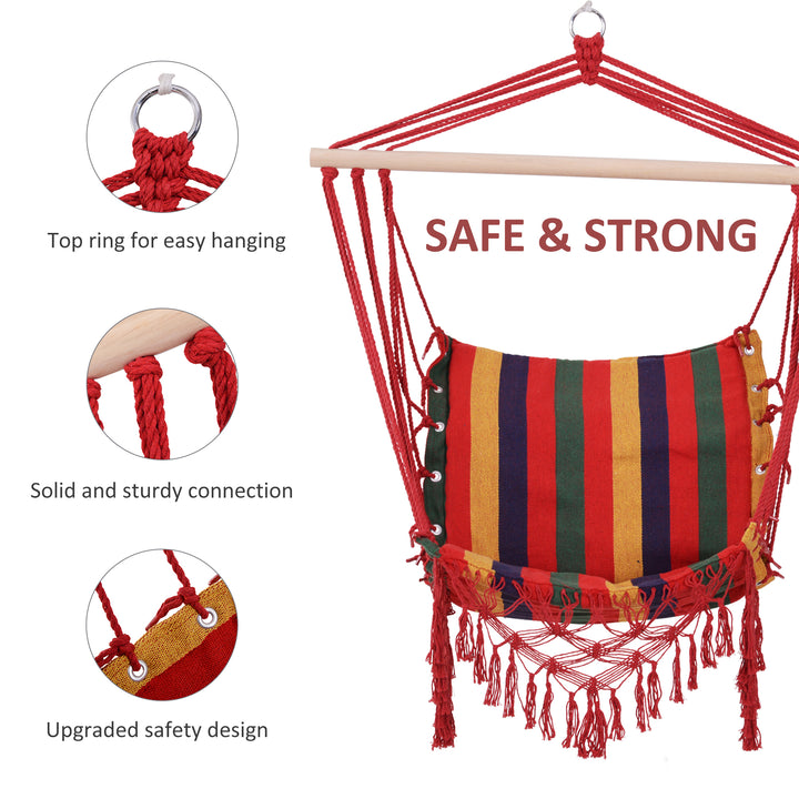 Hammock Chair Swing Colourful Striped Tree Hanging Seat Porch Indoor Outdoor Fabric Garden Furniture