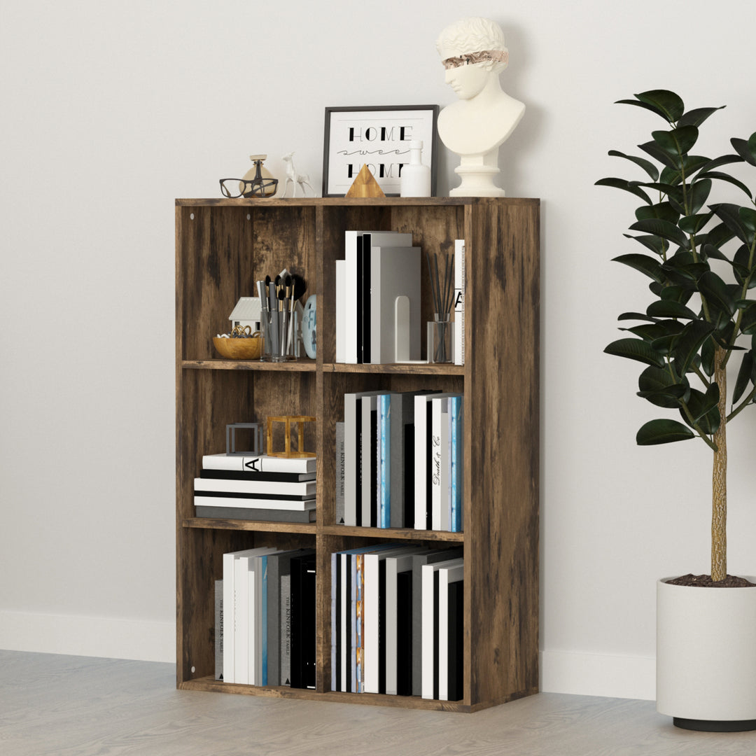 Cubic Cabinet Bookcase Shelves Storage Display for Study, Living Room, Home, office, Rustic Brown