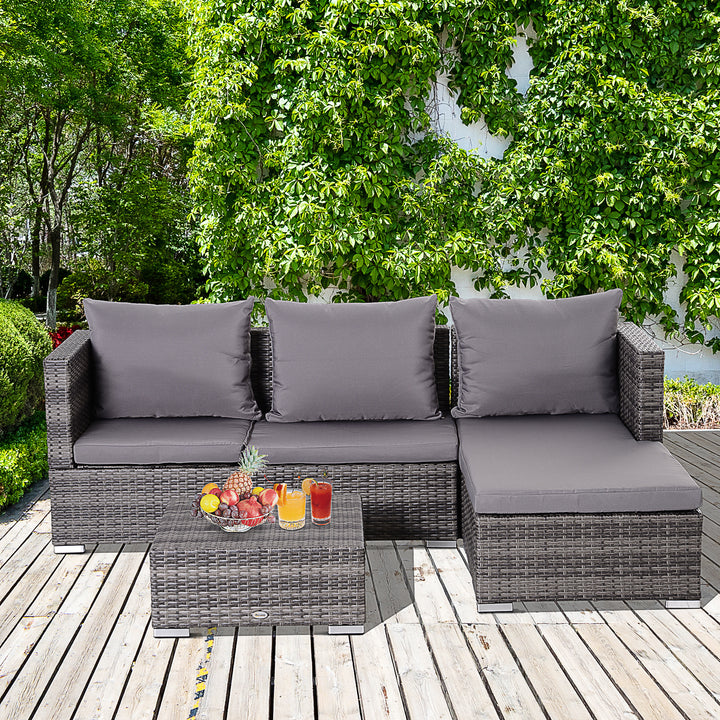 4-Seater Outdoor Garden PE Rattan Furniture Set Grey