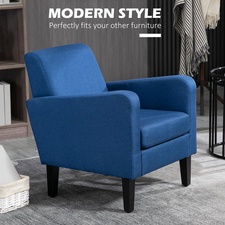 Modern Accent Chair, Occasional Chair w/ Wood Legs-Blue