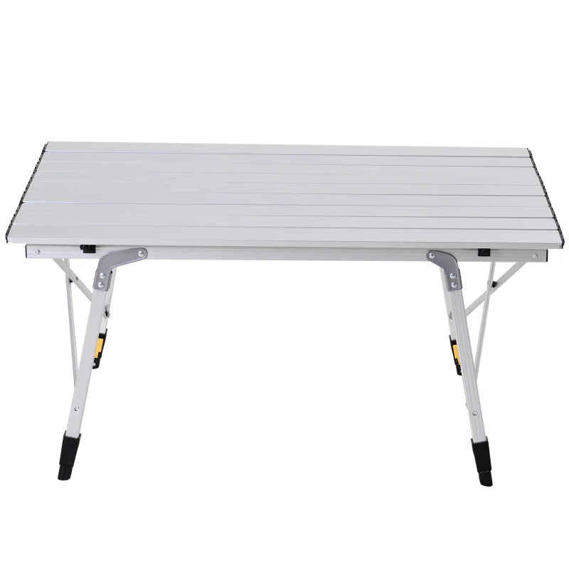 3FT Folding Aluminium Picnic Table Portable Camping BBQ Table Roll Up Top with Carrying Bag Silver