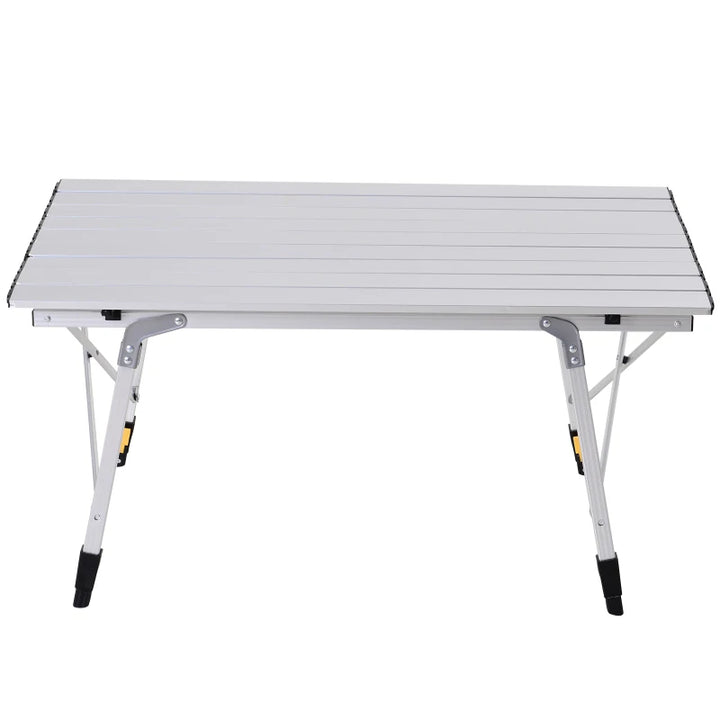 3FT Folding Aluminium Picnic Table Portable Camping BBQ Table Roll Up Top with Carrying Bag Silver