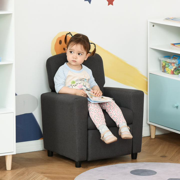 Kids Sofa Armchair with Footrest for Playroom-Grey