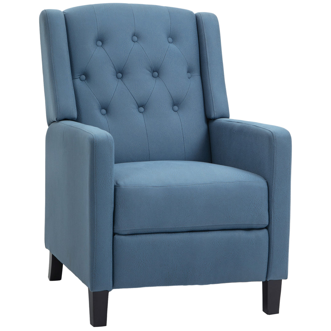 Recliner Chair, Button Tufted Cloth with Leg Rest, Deep Blue