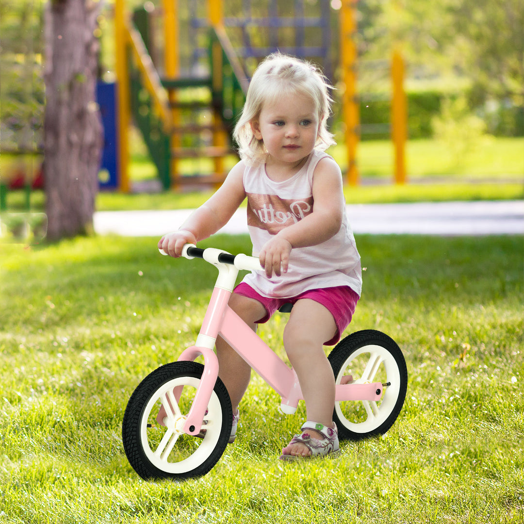 Kids Balance Bike, 12" No Pedal Training Bike for Children with Adjustable Seat, 360¡ Rotation Handlebars - Pink