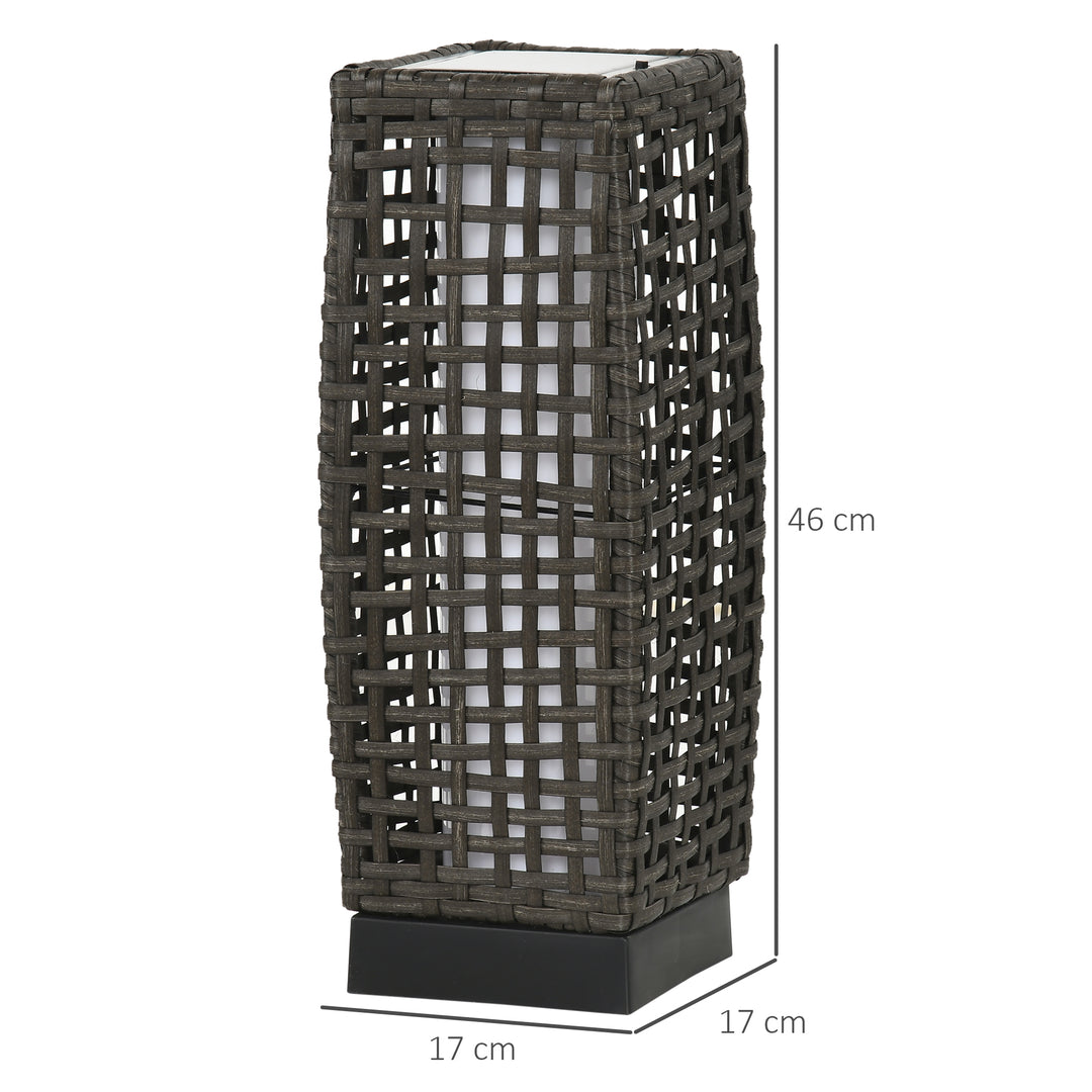 Outdoor Rattan Solar Lantern, Brushed PE Wicker Patio Garden Lantern wtih Auto On/Off Solar Powered LED Lights for Indoor & Outdoor Use Grey