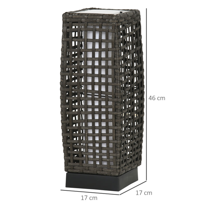 Outdoor Rattan Solar Lantern, Brushed PE Wicker Patio Garden Lantern wtih Auto On/Off Solar Powered LED Lights for Indoor & Outdoor Use Grey