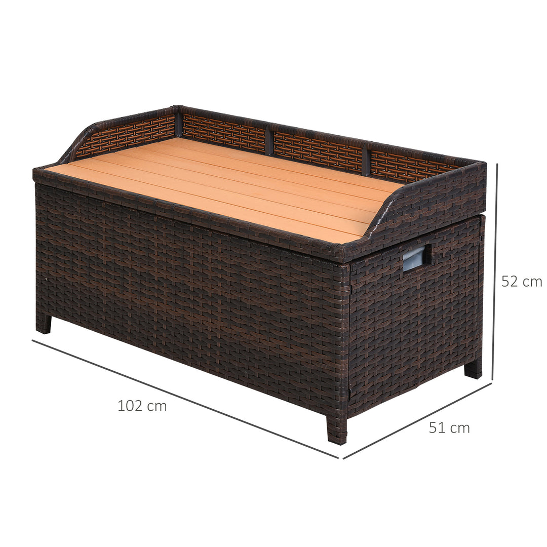 Patio PE Rattan Wicker Storage Basket Box Bench Seat Furniture w/ Cushion Brown