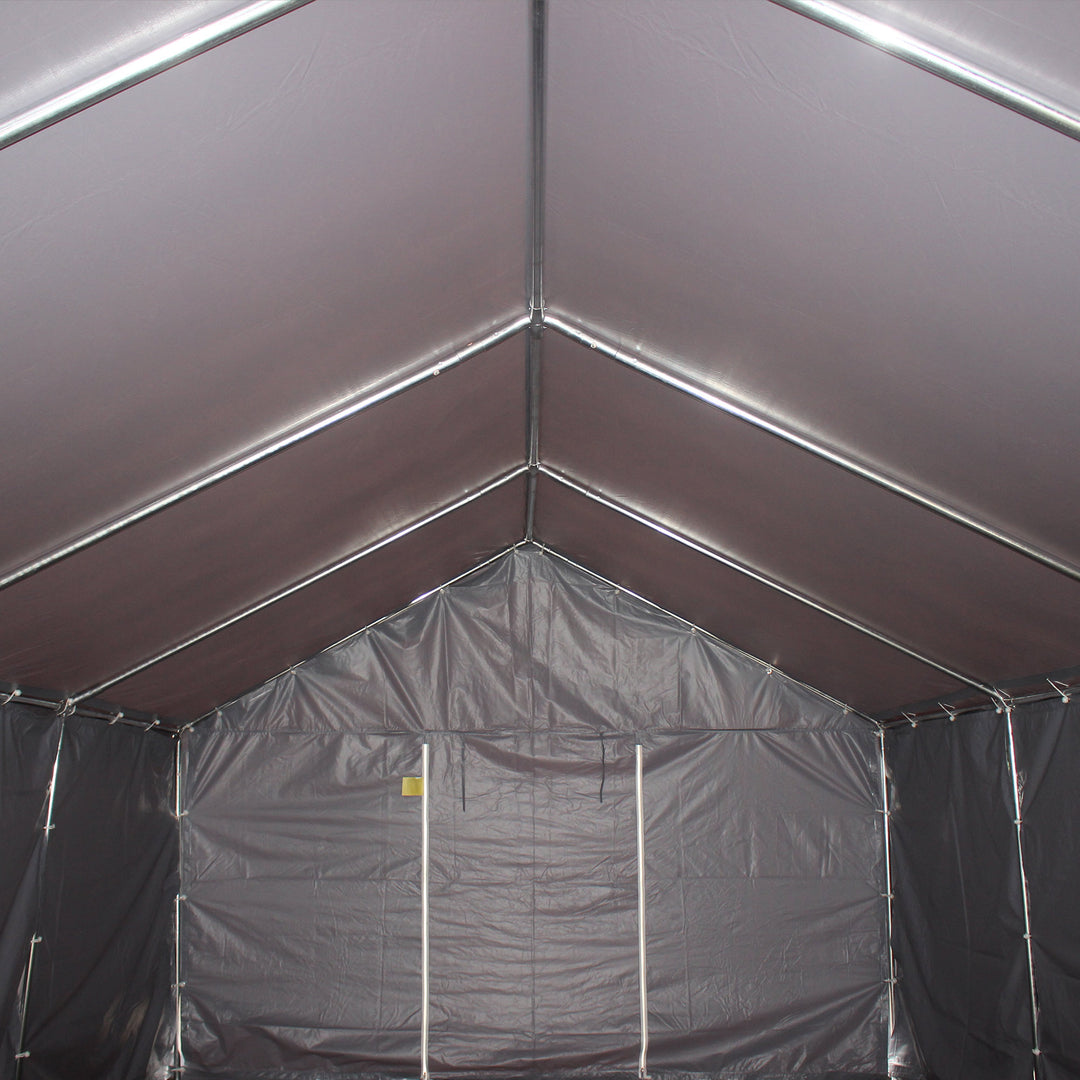 Outsunny 4 x 8 m Patio Garden Party Canopy, Outdoor BBQ, Wedding, Camping Gazebo Tent, Car Canopy Shelter w/ Side Panels &amp; Zipper Door, Dark Grey