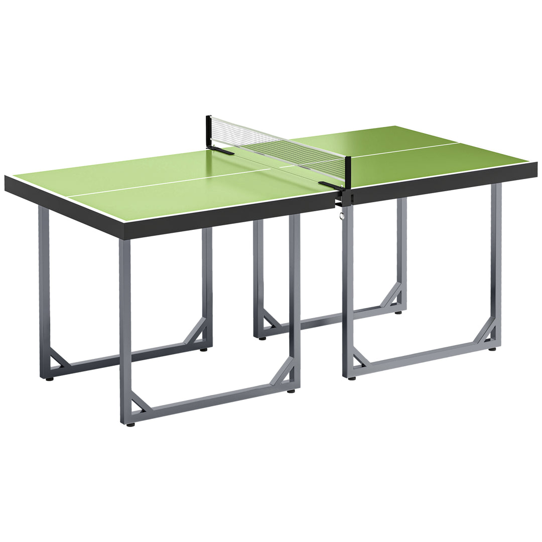 182cm Mini Tennis Table Folding Ping Pong Table with Net Multi-Use Table for Indoor Outdoor Game, Green