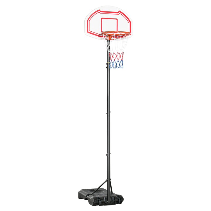 Outdoor Basketball Hoop Stand Portable Sturdy Rim Adjustable Height from 258-314 cm w/ Wheels, Stable Base