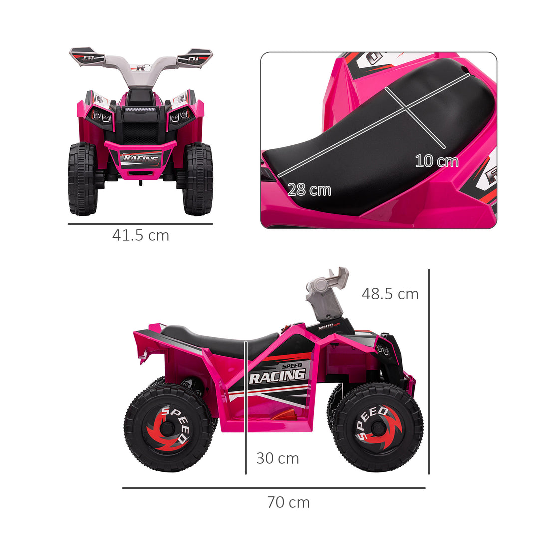 6V Quad Bike with Wear-Resistant Wheels, Forward Backward Function, for Ages 18-36 Months, Pink