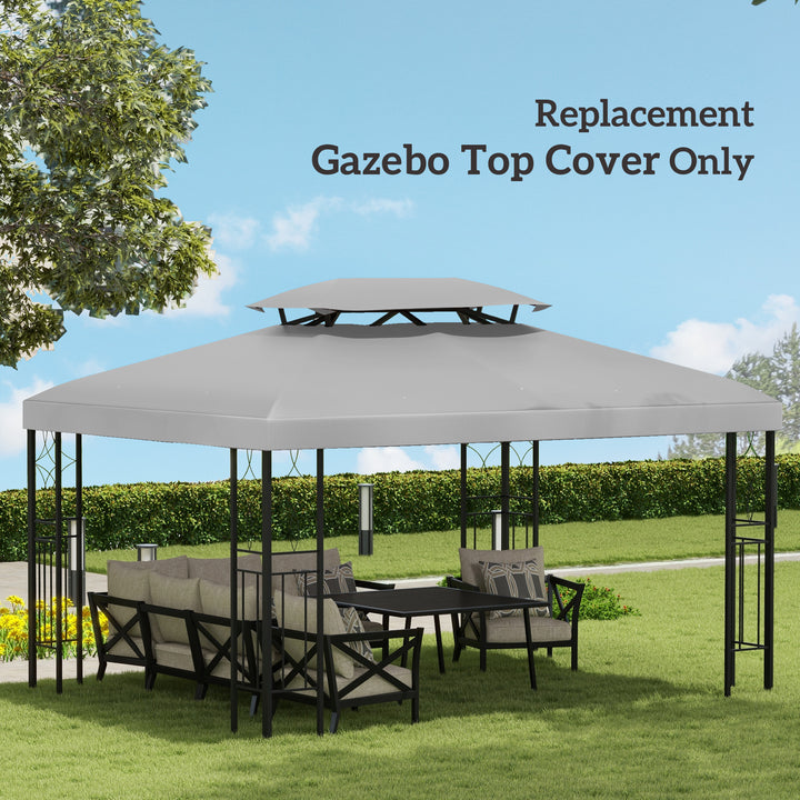 3x4m Gazebo Replacement Roof Canopy 2 Tier Top UV Cover Garden Patio Outdoor Sun Awning Shelters Light Grey (TOP ONLY)