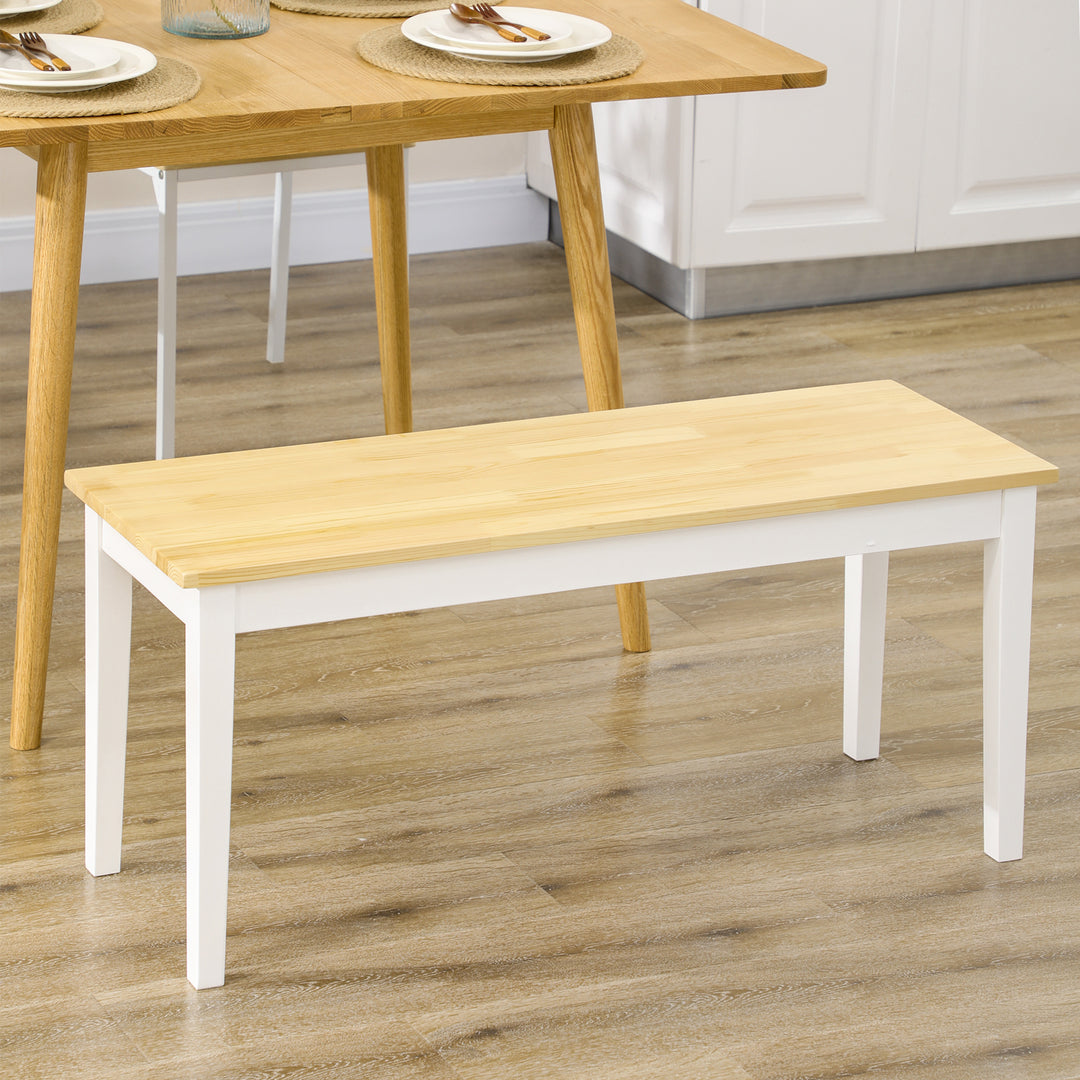 Wood Dining Bench, White Base