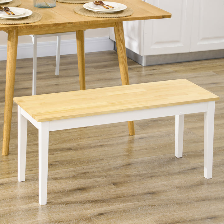 Wood Dining Bench, White Base