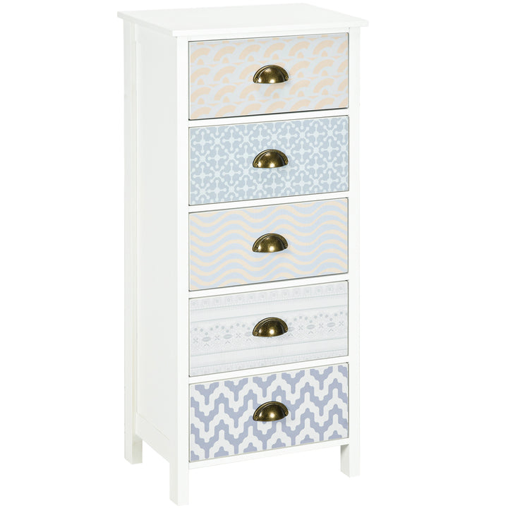 Chest of Drawers, 5-Drawer Tallboy Dresser with Metal Handles, Storage Cabinet Unit for Living Room, Bedroom