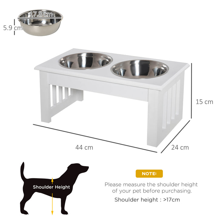 Pawhut Stainless Steel Pet Feeder, 43.7Lx24Wx15H cm-White