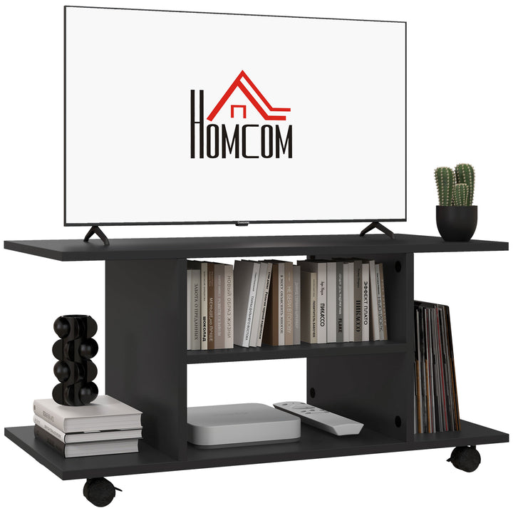 HOMCOM TV Stand W/ Shelves -Black