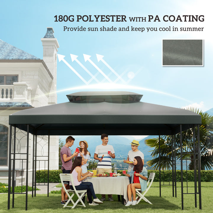3x4m Gazebo Replacement Roof Canopy 2 Tier Top UV Cover Garden Patio Outdoor Sun Awning Shelters Deep Grey (TOP ONLY)