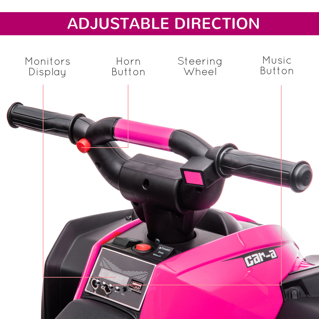 12V Quad Bike with Forward Reverse Functions, Ride on Car ATV Toy with High/Low Speed, Slow Start, Suspension System, Horn, Music, Pink