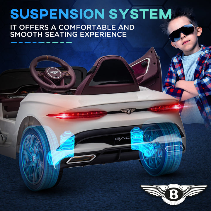 Bentley Bacalar Licensed 12V Kids Electric Ride on Car with Remote Control, Powered Electric Car with Portable Battery, Music, Horn, Lights, Suspension Wheels, for Ages 3-5 Years - White