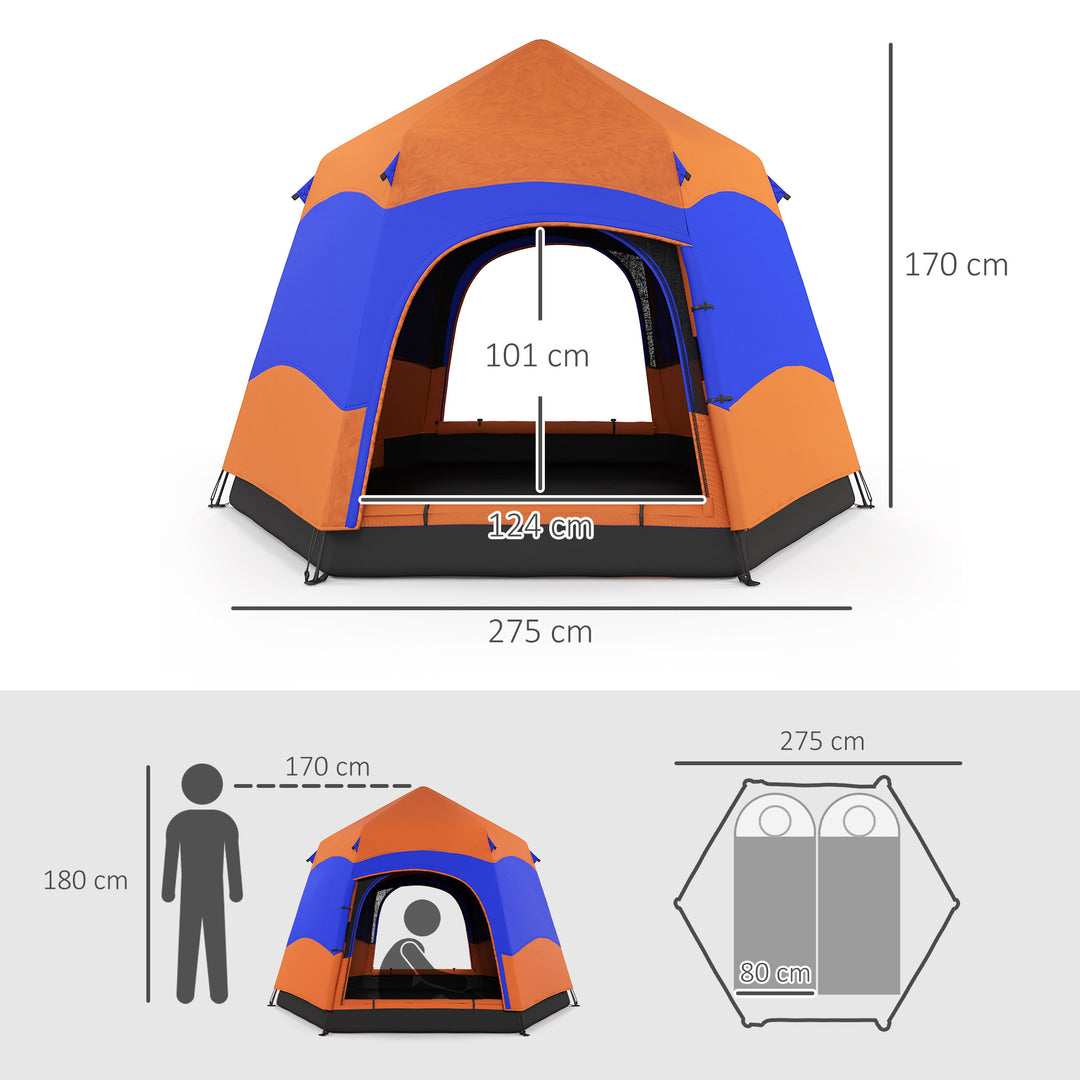 Six Man Hexagon Pop Up Tent Camping Festival Hiking Shelter Family Portable