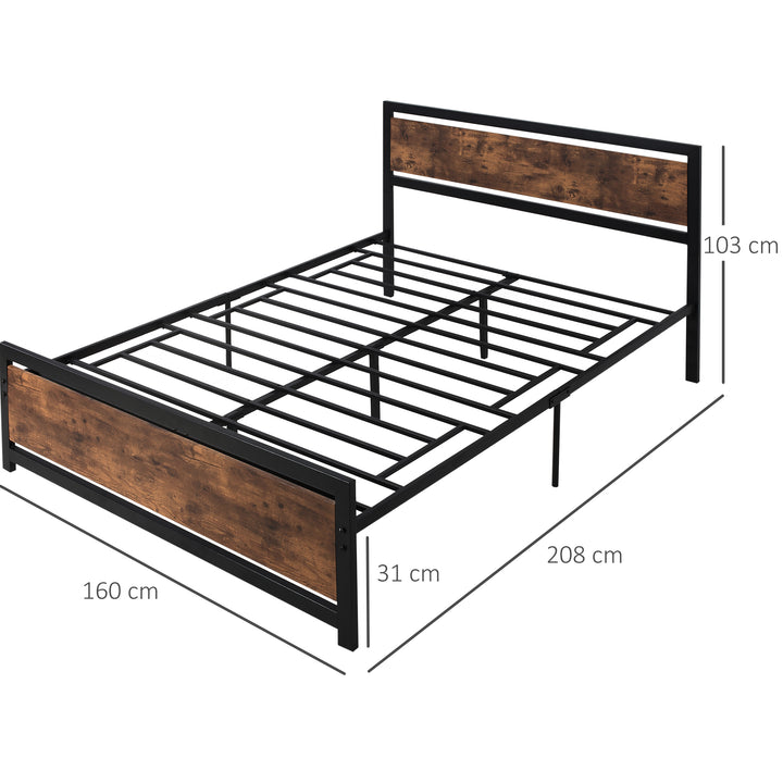 Full Bed Frame with Headboard & Footboard, Strong Slat Support Twin Size Metal Bed w/ Underbed Storage Space, No Box Spring Needed