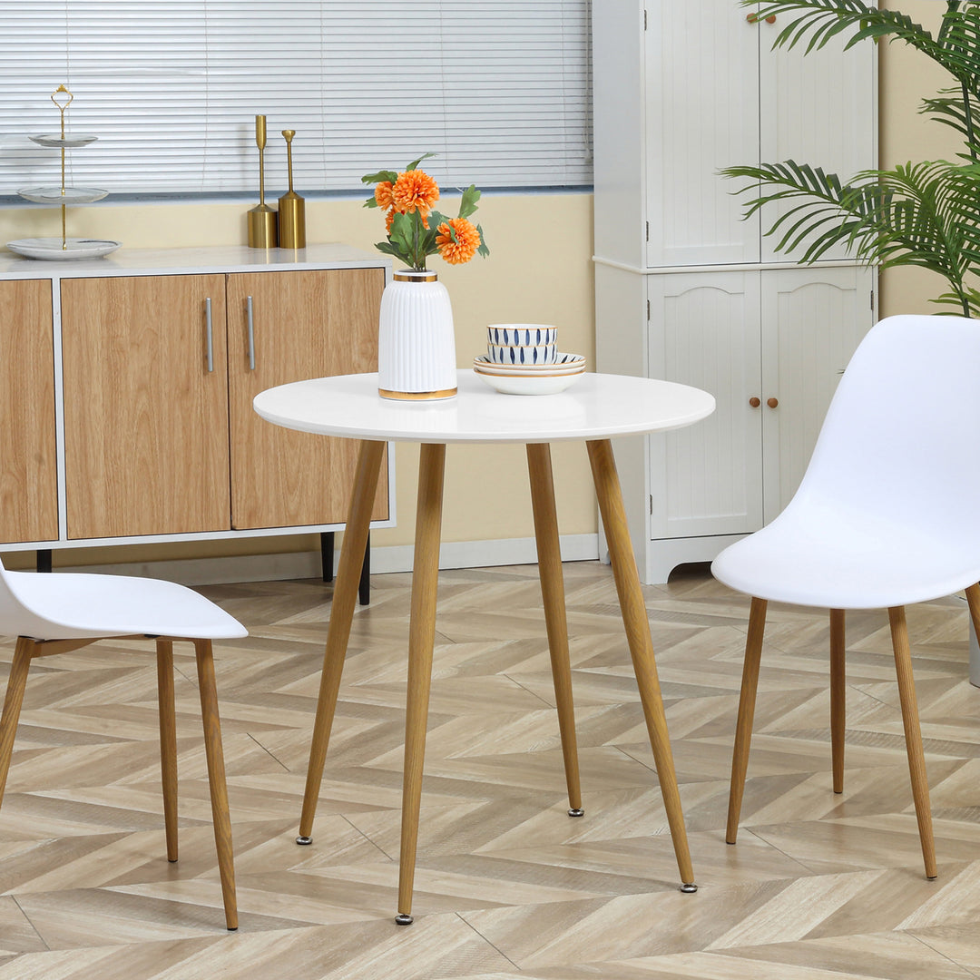 Modern Dining Table for 2 People, Round Kitchen Table, with Matte Top and Metal legs, Dining Room Living Room, White