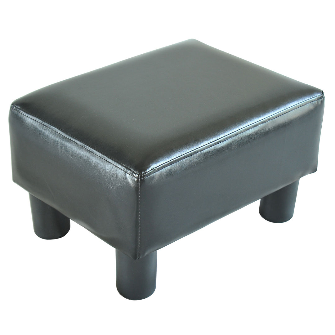 PU Leather Footstool Foot Rest Small Seat Foot Rest Chair - Black