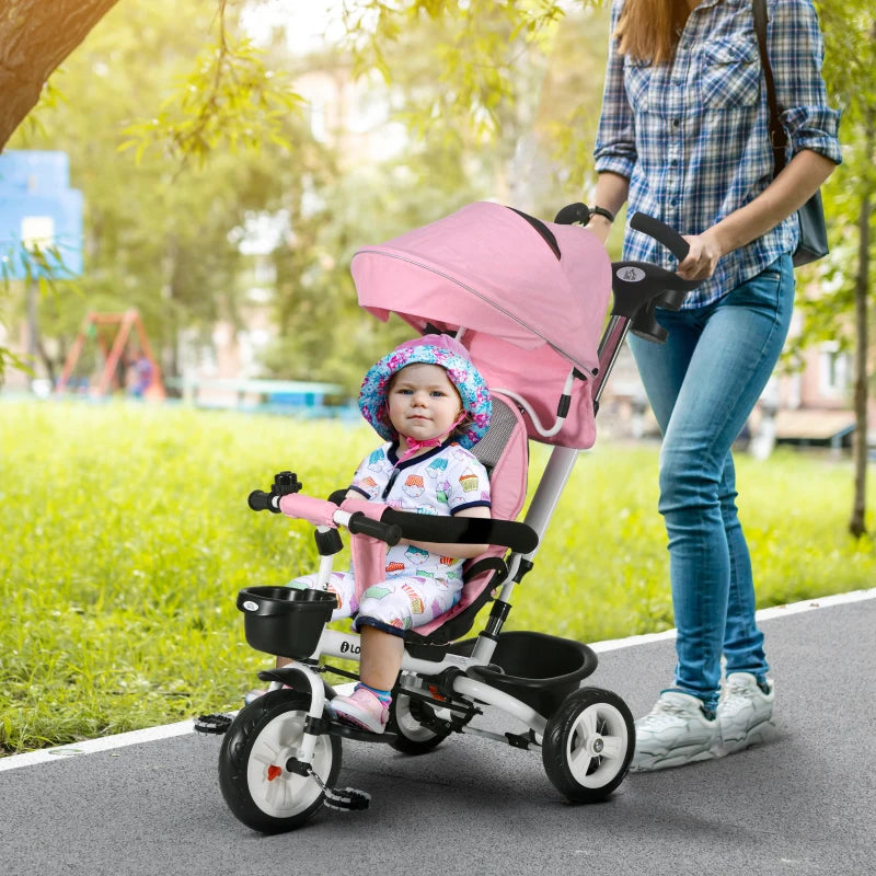 Baby Push Tricycle with Parent Handle for 1-5 Years Old, Pink