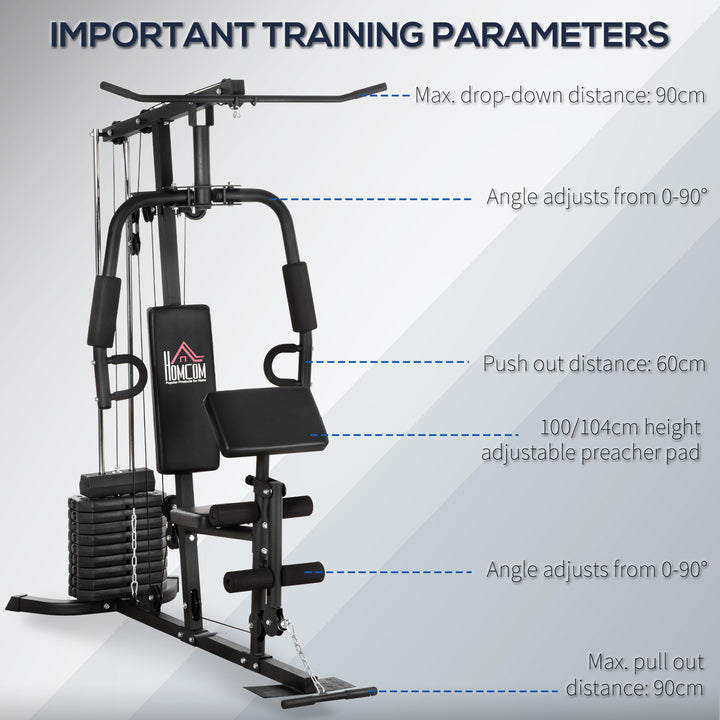 Multi-Exercise Gym Station, with 45kg Weight Stack, for Full Body Workout