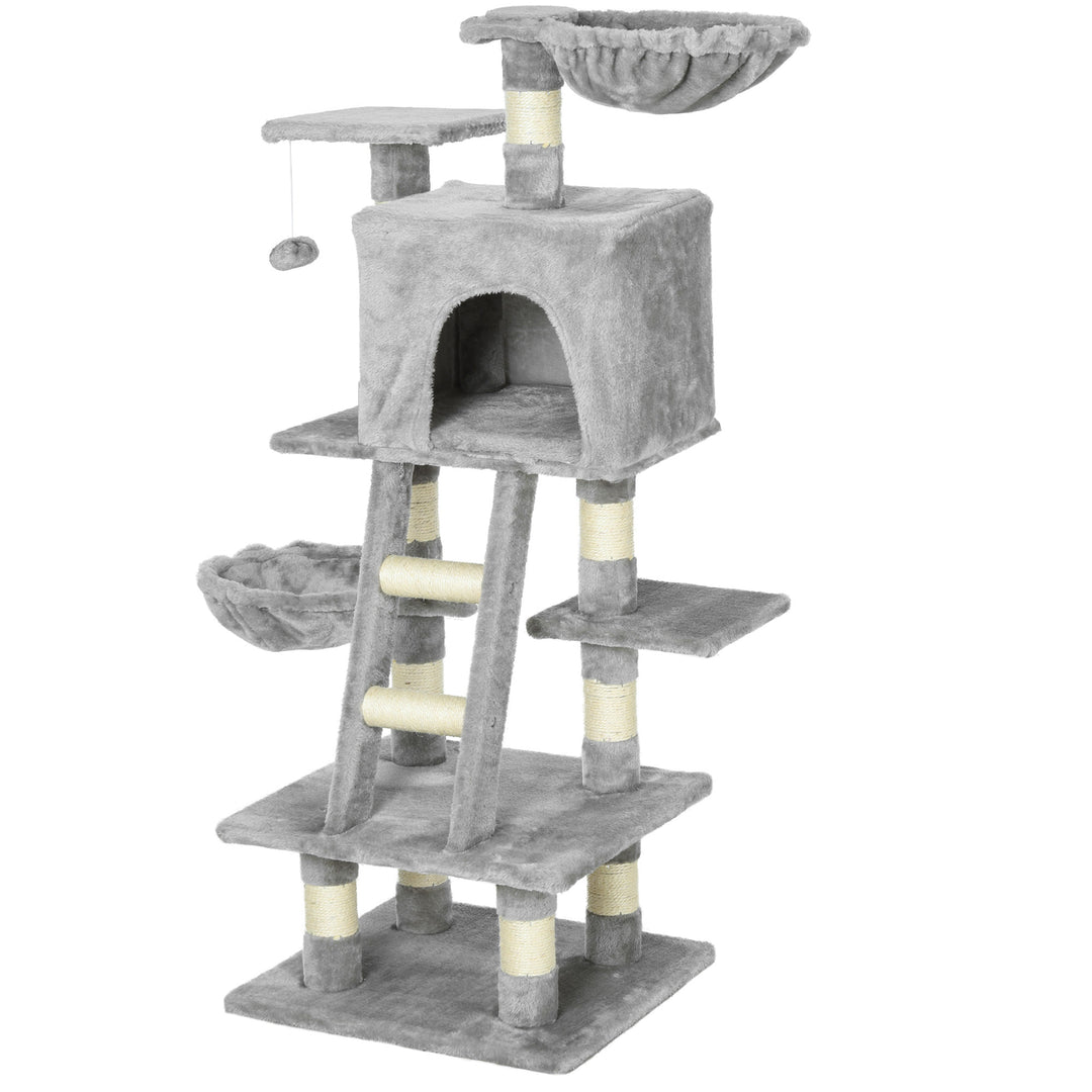 Plush Cat Tree with Sisal Scratching Post - Light Gray