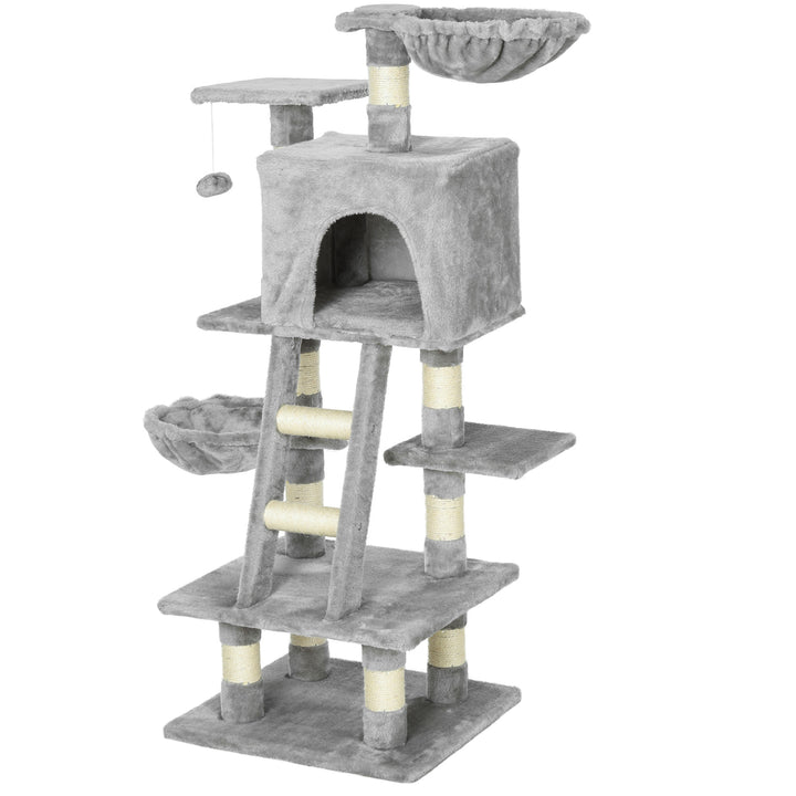 Plush Cat Tree with Sisal Scratching Post - Light Gray
