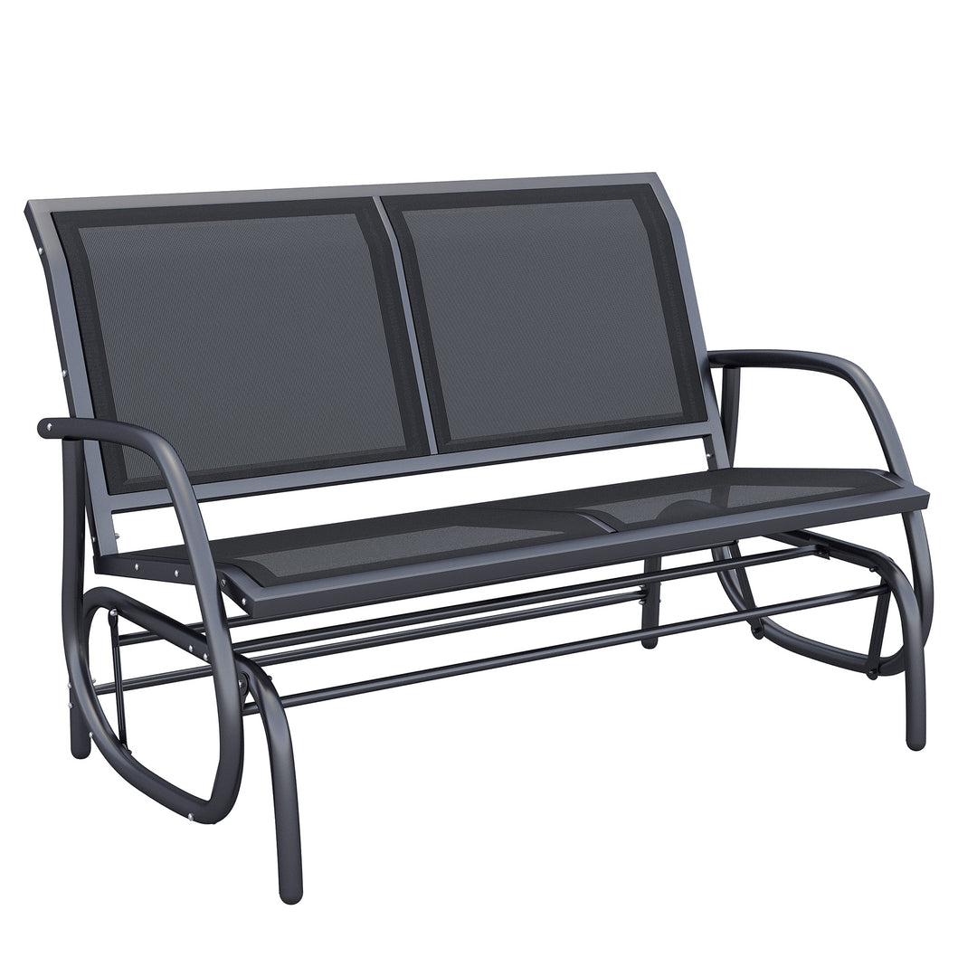 Outdoor Glider Bench Patio Double Swing Gliding Chair - Black