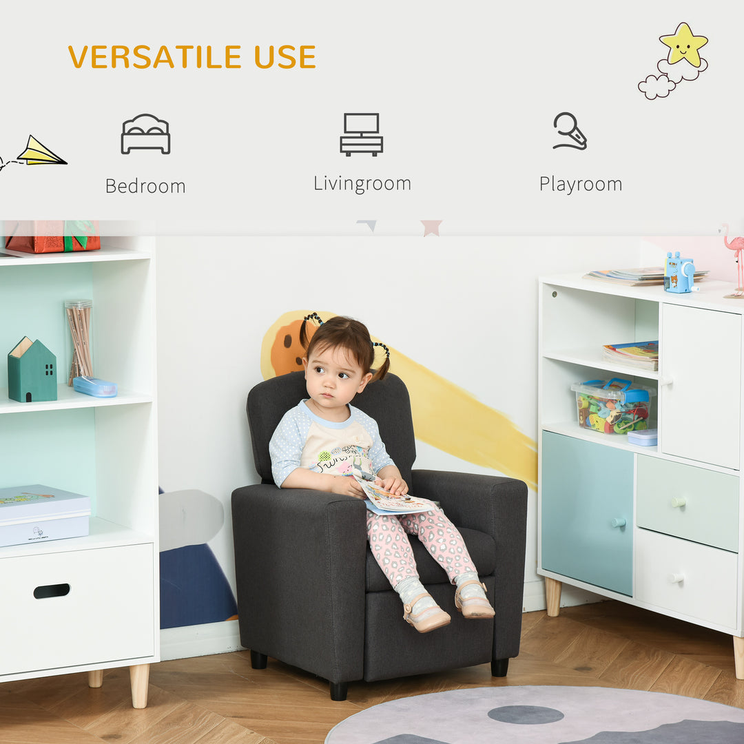 Kids Sofa Armchair with Footrest for Playroom-Grey