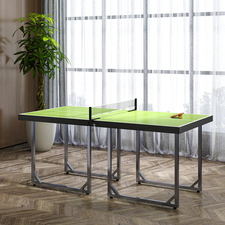 182cm Mini Tennis Table Folding Ping Pong Table with Net Multi-Use Table for Indoor Outdoor Game, Green