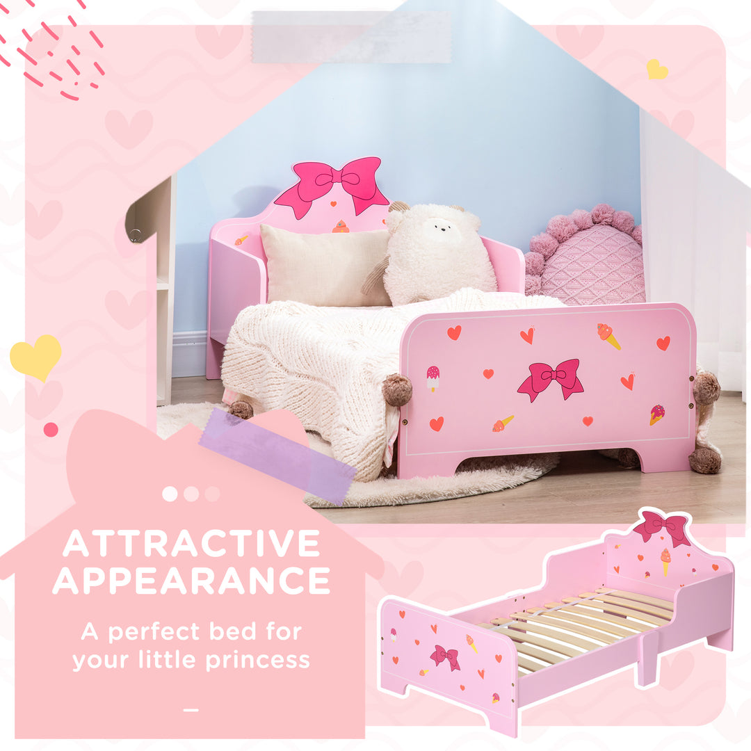 3PCs Kids Bedroom Furniture Set with Bed, Dressing Table and Stool, Princess Themed, for 3-6 Years Old, Pink