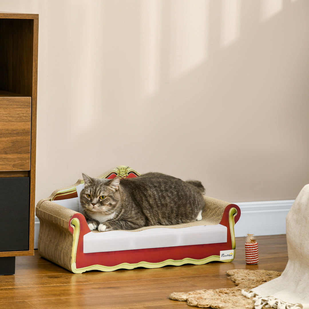 Cat Cardboard Scratcher, Lounge Sofa Bed with Catnip, 58 x 29.5 x 29cm