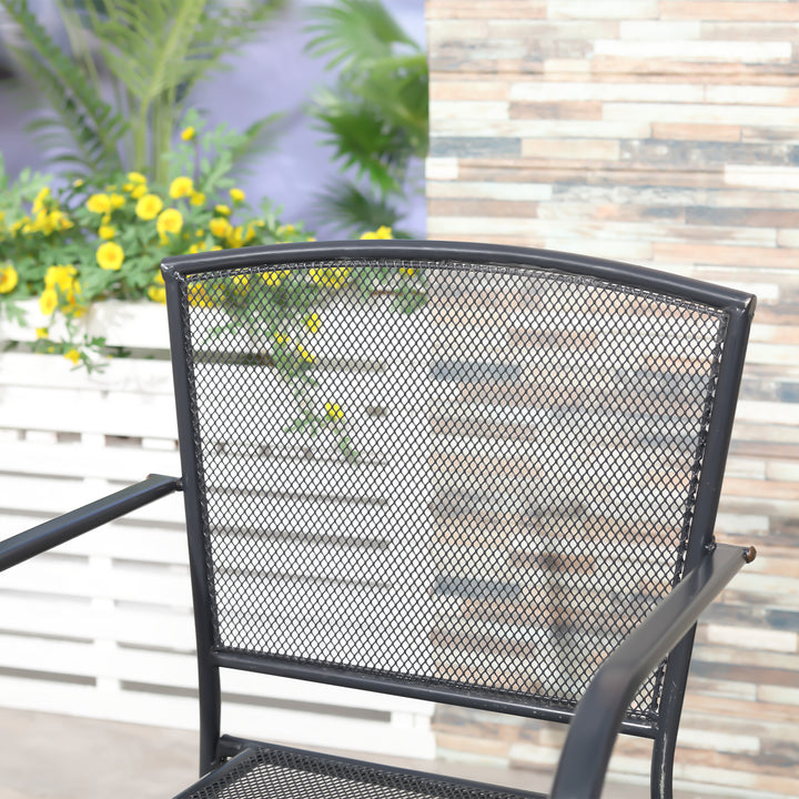 Set of 2 Garden Chairs Metal Garden Dining Chairs 2 Seater Outdoor Furniture for Patio, Park, Porch and Lawn, Grey